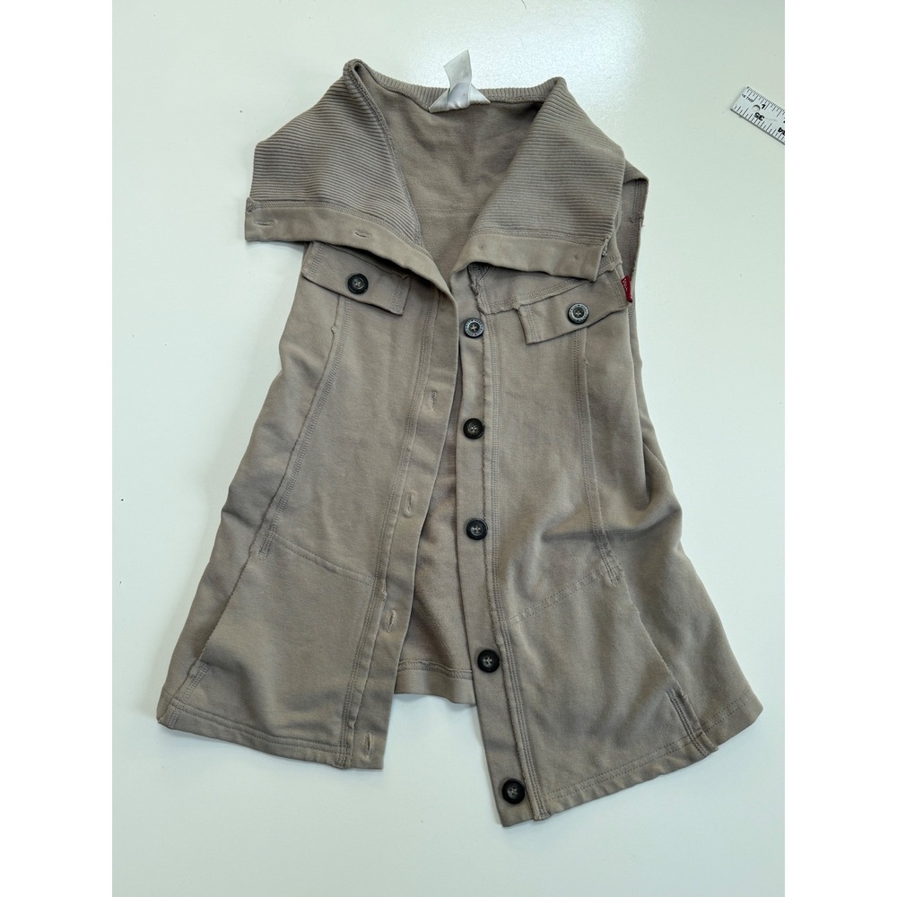 Hard Tail Forever Womens Taupe‎ French Button Front Vest Size M Y2K